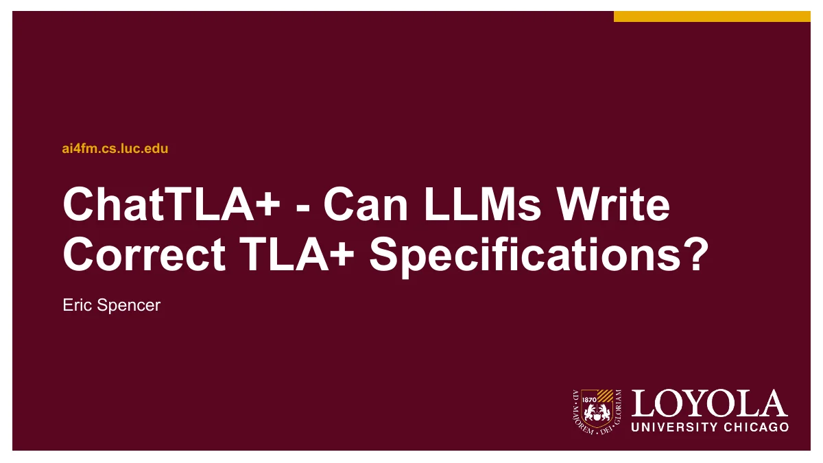 First-page preview of ChatTLA+ · Loyola presentation