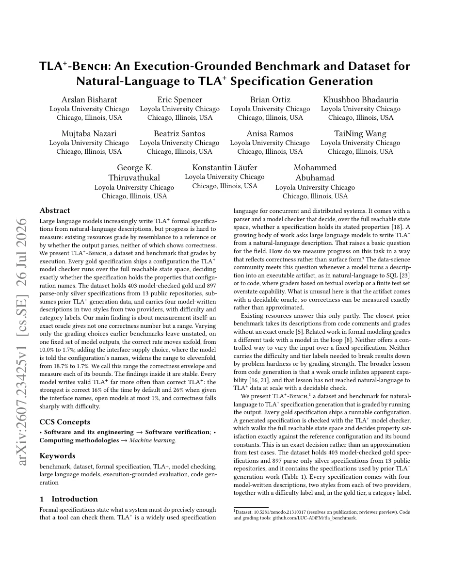 First-page preview of TLA+-Bench