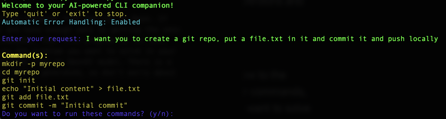 Photo of terminal with the program working
